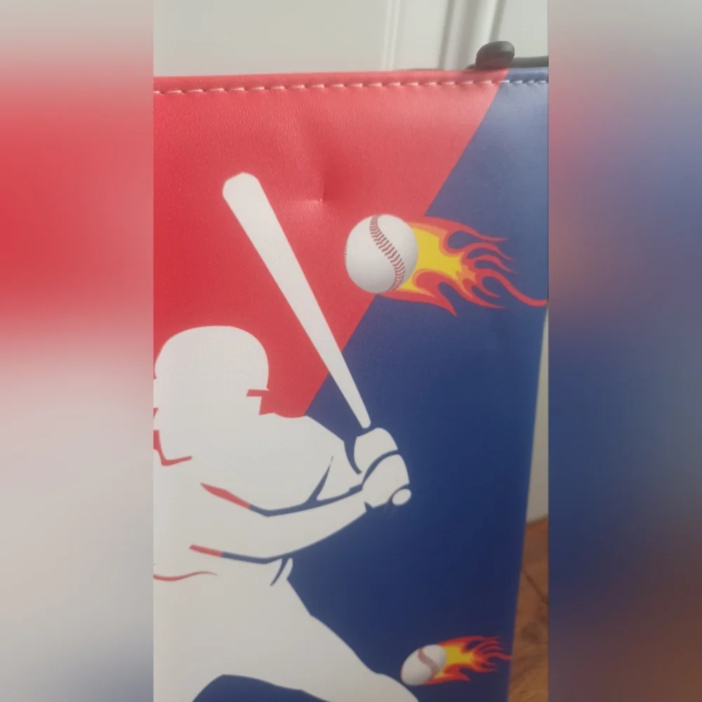 Baseball Themed Trading Card Holder Binder - Red and Blue